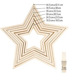 Sterne, Holzrahmen, 6 verschiedene Größen, 6 Stück