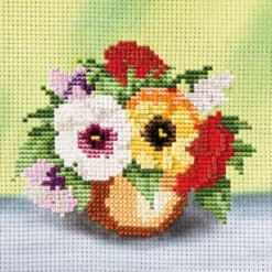 Stickbild-Set, malerischer Hintergrund, 14,5x14,5cm, Blumen
