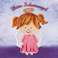 Stickbild-Set, malerischer Hintergrund, 14,5x14,5cm, Schutzengel