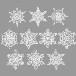 Stick-Designs, Eiskristalle 2, Ø 10cm bis 10,5cm, weiß, 10 Stück