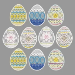 Stick-Designs, Farbenfrohe Ostereier, 7,5cm bis 10cm, 10 Stück