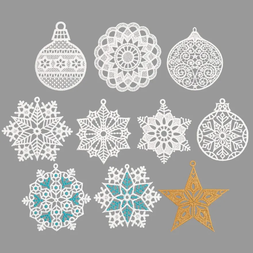 Stick-Designs, Winter/Weihnachten 3, Ø 8,5cm bis 10cm, 10 Stück