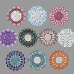 Stick-Designs, Zierdeckchen Ø 10cm, 10 Stück