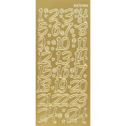 Sticker, Adventskalender-Zahlen, Perlmuttfolie, gold