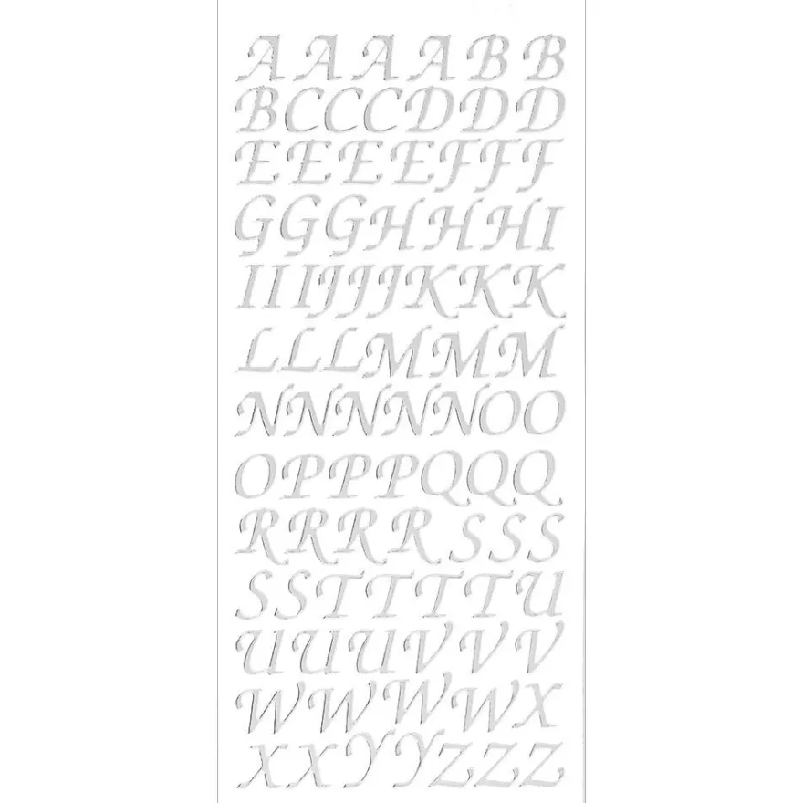 Sticker, Alphabet 2 Großbuchstaben, Spiegelfolie silber