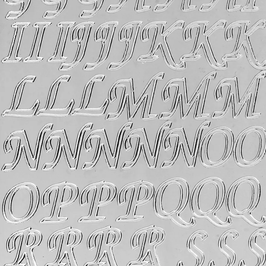 Sticker, Alphabet 2 Großbuchstaben, Spiegelfolie silber