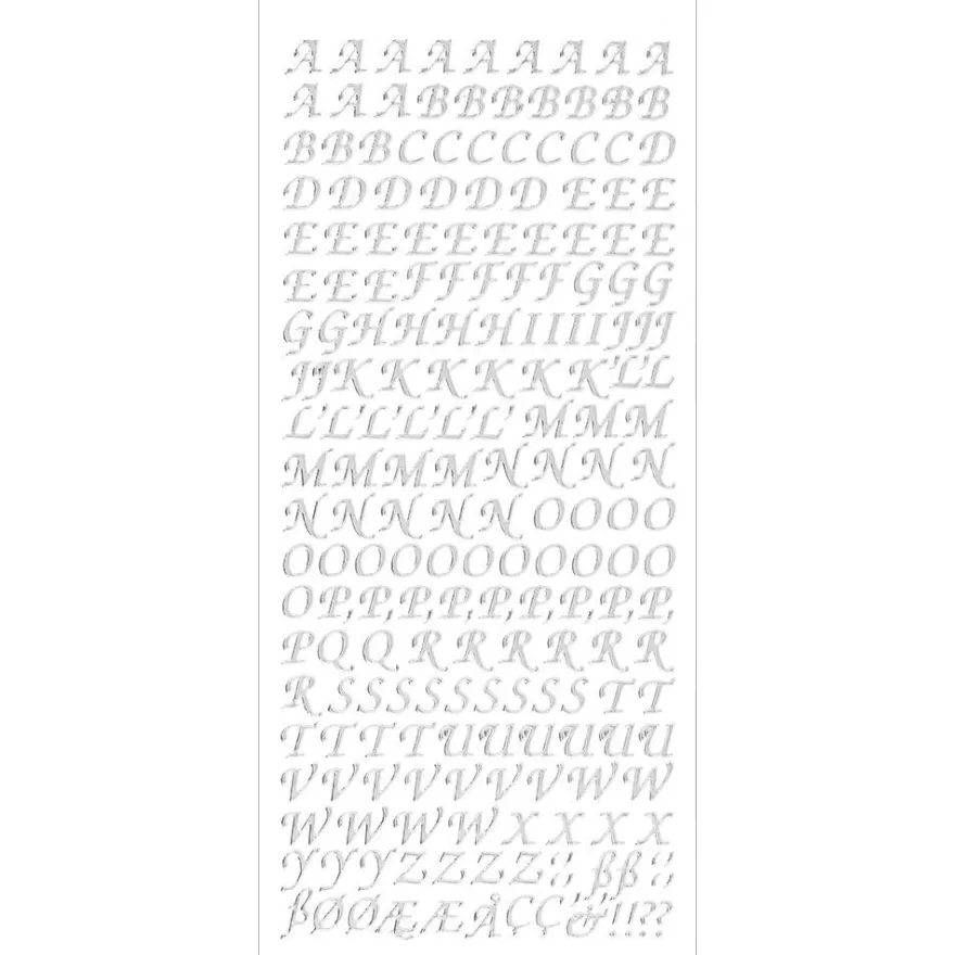 Sticker, Alphabet 1 Großbuchstaben, Spiegelfolie silber
