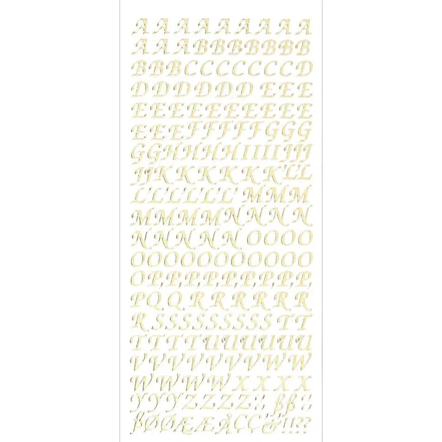 Sticker, Alphabet 1 Großbuchstaben, Spiegelfolie gold