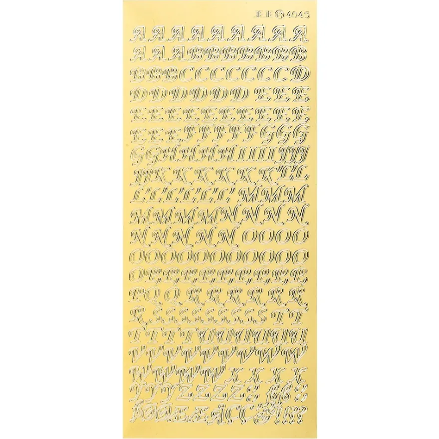 Sticker, Alphabet 1 Großbuchstaben, Spiegelfolie gold