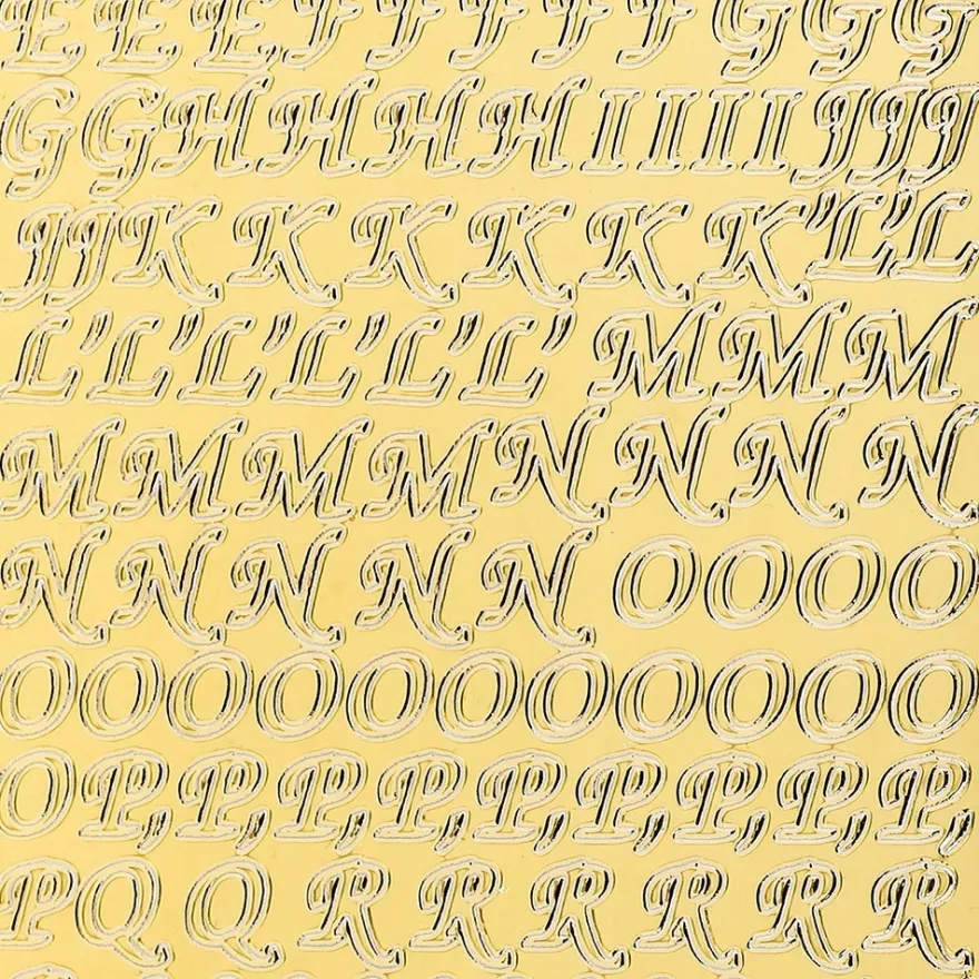 Sticker, Alphabet 1 Großbuchstaben, Spiegelfolie gold
