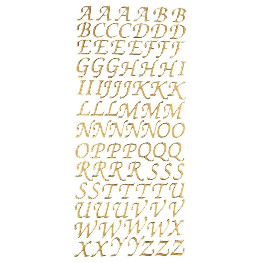 Sticker, Alphabet, Großbuchstaben, Perlmuttfolie, gold