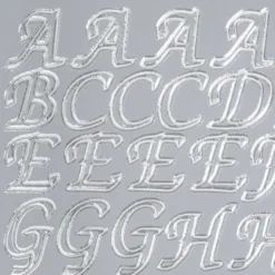 Sticker, Alphabet, Großbuchstaben, Perlmuttfolie, silber