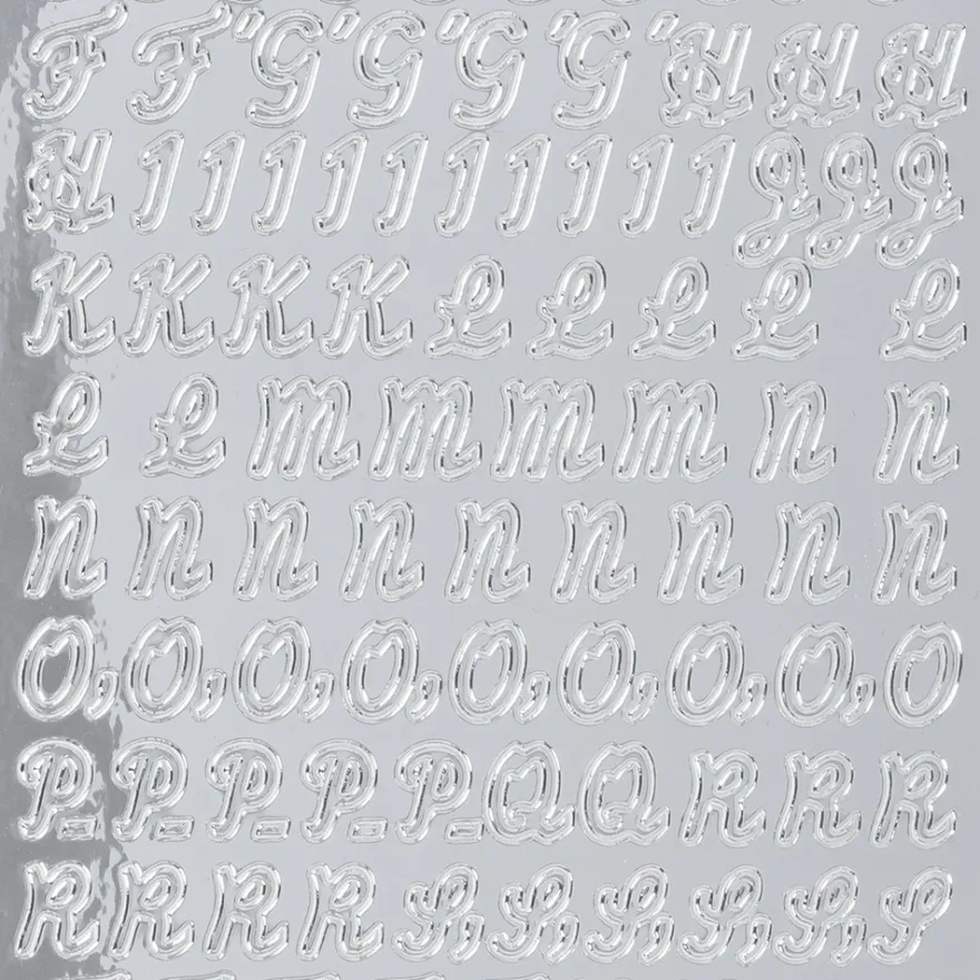 Sticker Alphabet 4, Großbuchstaben, Spiegelfolie, silber