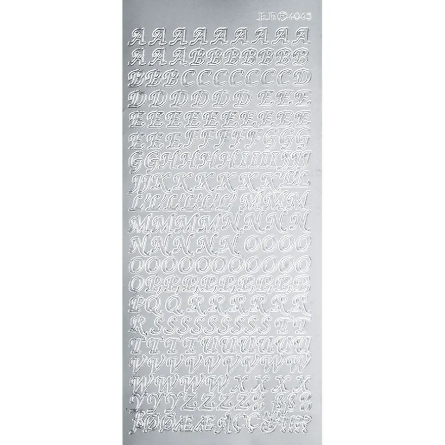 Sticker, Alphabet 1 Großbuchstaben, Perlmuttfolie, silber