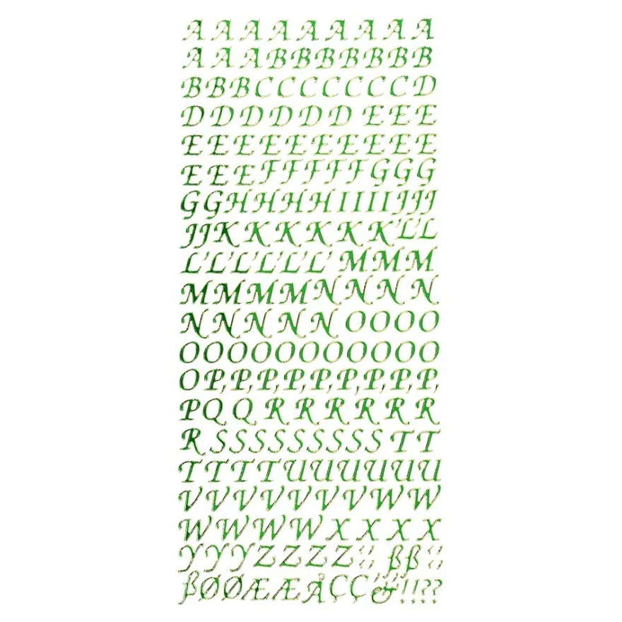 Sticker, Alphabet 1 Großbuchstaben, Spiegelfolie, grün