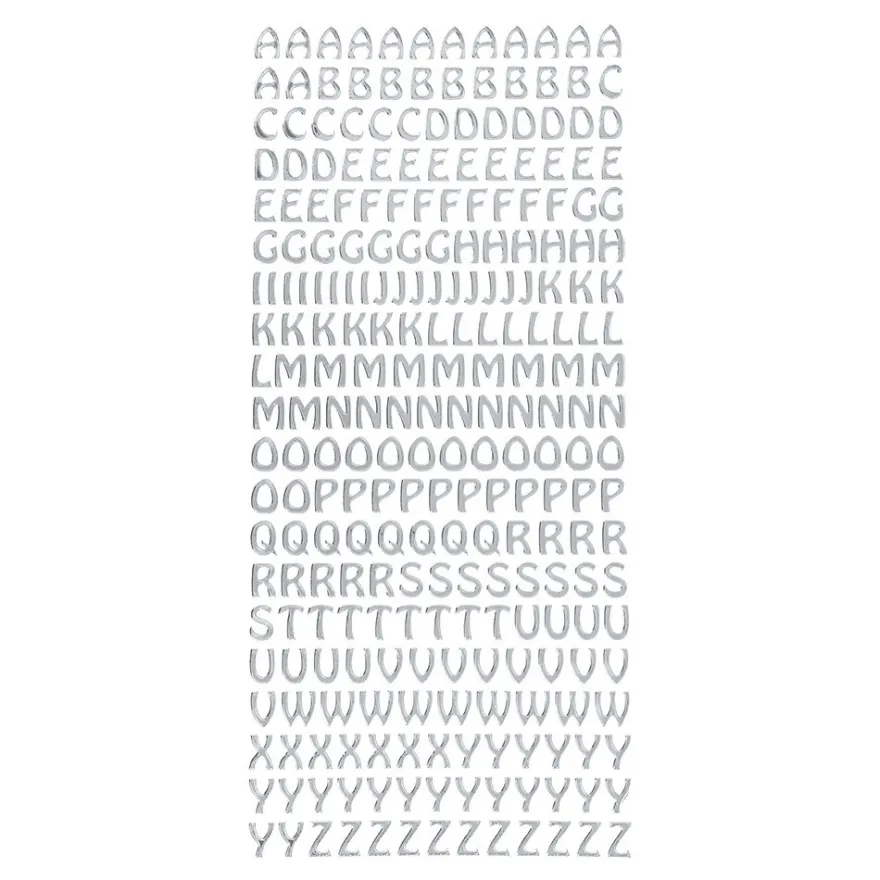 Sticker Alphabet 8, Großbuchstaben, Spiegelfolie, silber