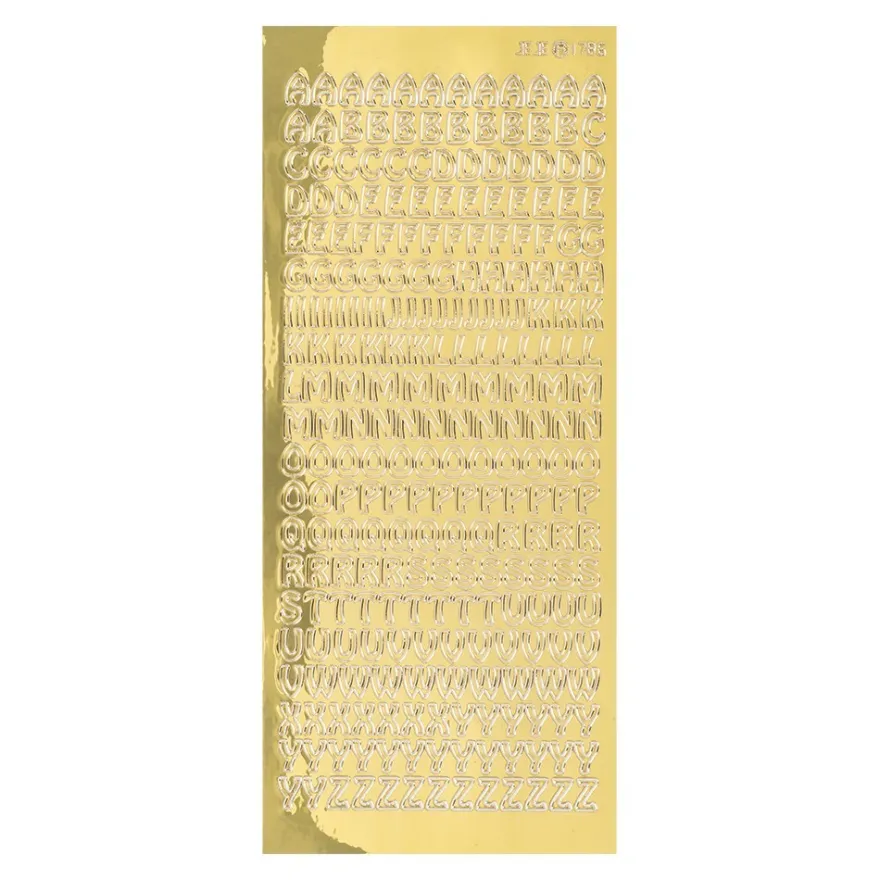 Sticker Alphabet 8, Großbuchstaben, Spiegelfolie, gold