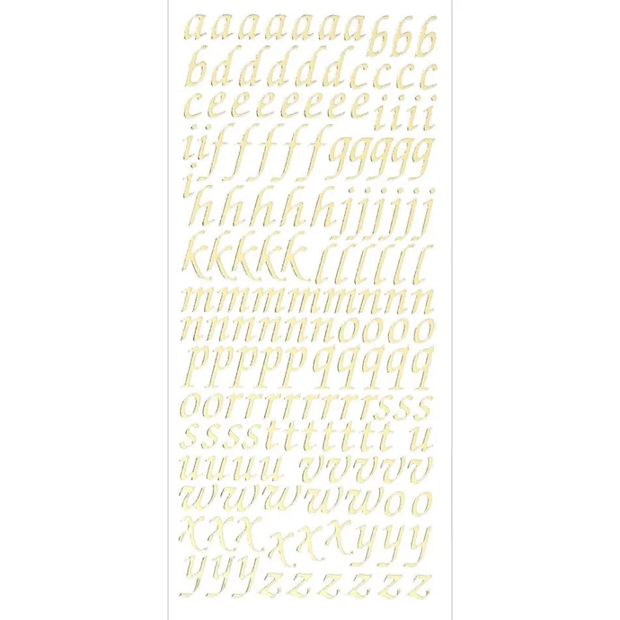 Sticker, Alphabet 2 Kleinbuchstaben, Spiegelfolie gold