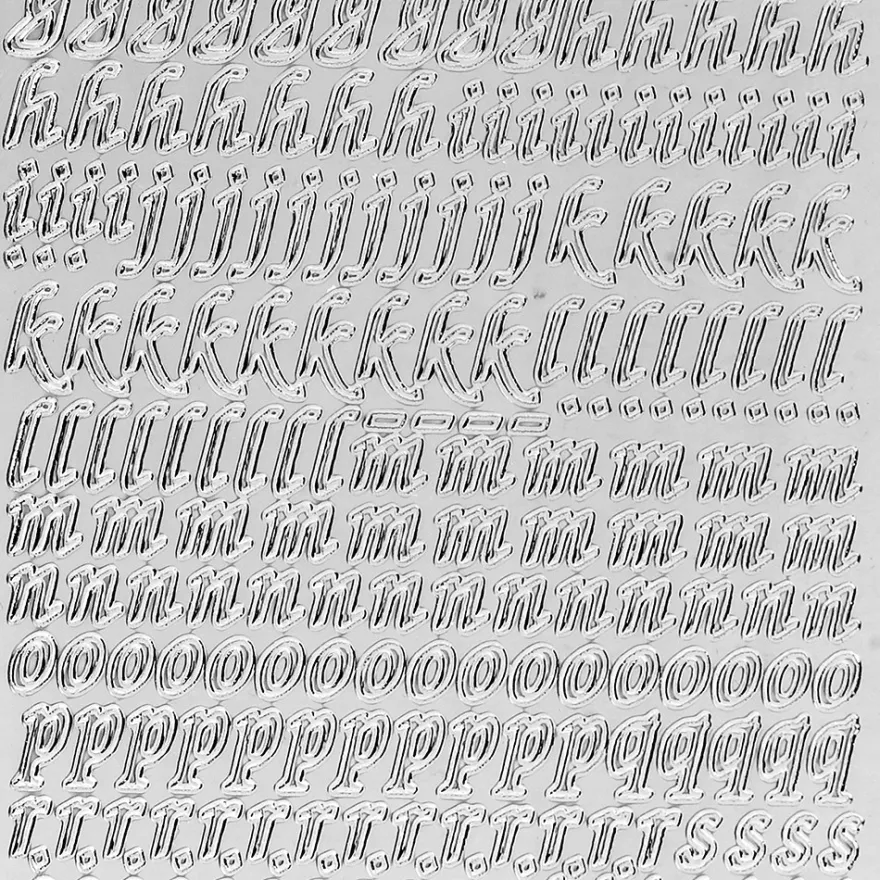 Sticker, Alphabet 1 Kleinbuchstaben, Spiegelfolie silber