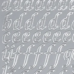 Sticker, Alphabet, Kleinbuchstaben, Perlmuttfolie, silber