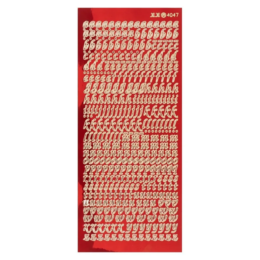 Sticker, Alphabet 1 Kleinbuchstaben, Spiegelfolie, rot