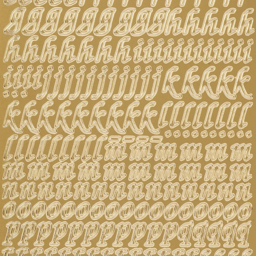 Sticker, Alphabet 1 Kleinbuchstaben, Perlmuttfolie, gold
