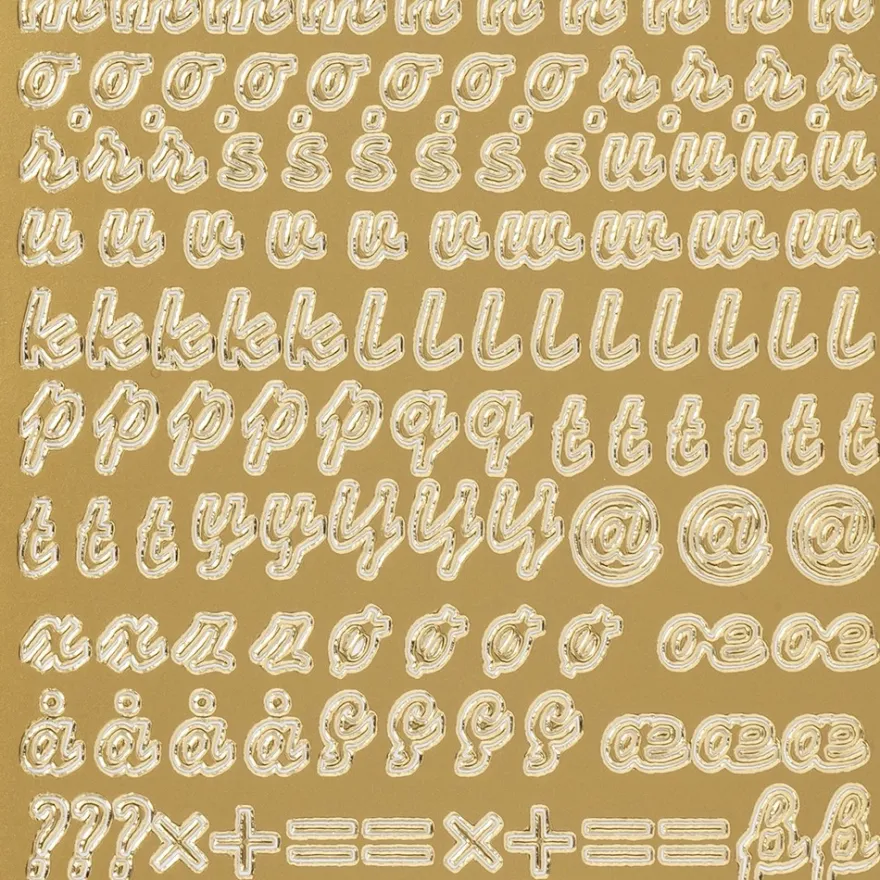 Sticker, Alphabet 3, Kleinbuchstaben, Perlmuttfolie, gold