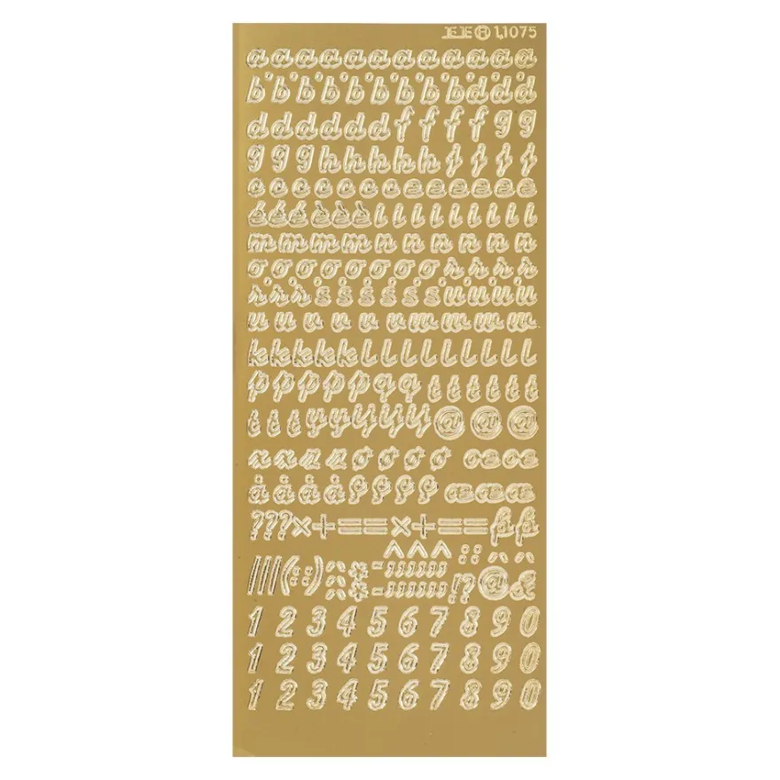 Sticker, Alphabet 3, Kleinbuchstaben, Perlmuttfolie, gold