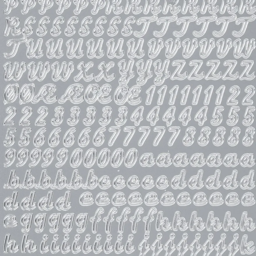 Sticker Alphabet 6, Perlmuttfolie, silber