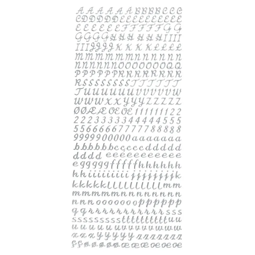Sticker Alphabet 6, Perlmuttfolie, silber