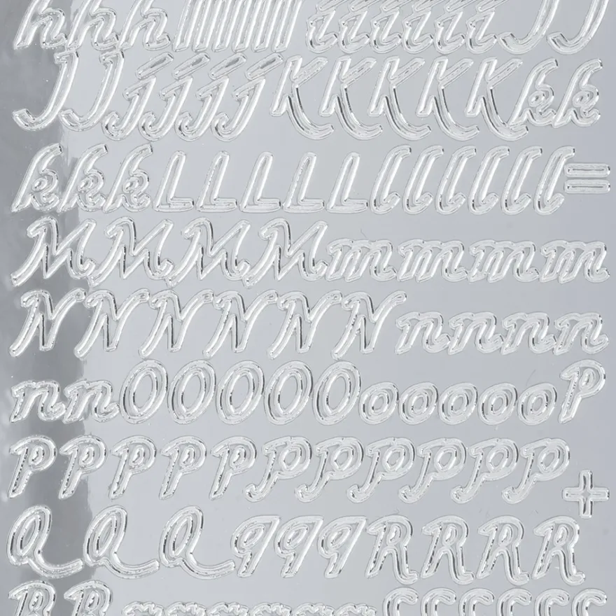 Sticker Alphabet 5, Spiegelfolie, silber