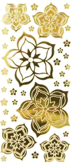 Sticker, Blüten, Spiegelfolie, gold