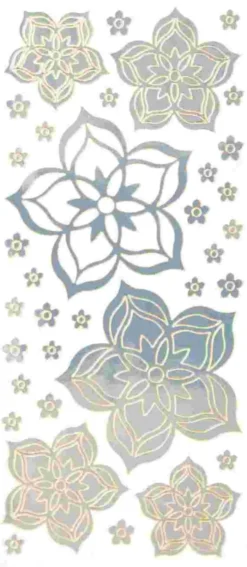 Sticker, Blüten, Spiegelfolie, hellblau