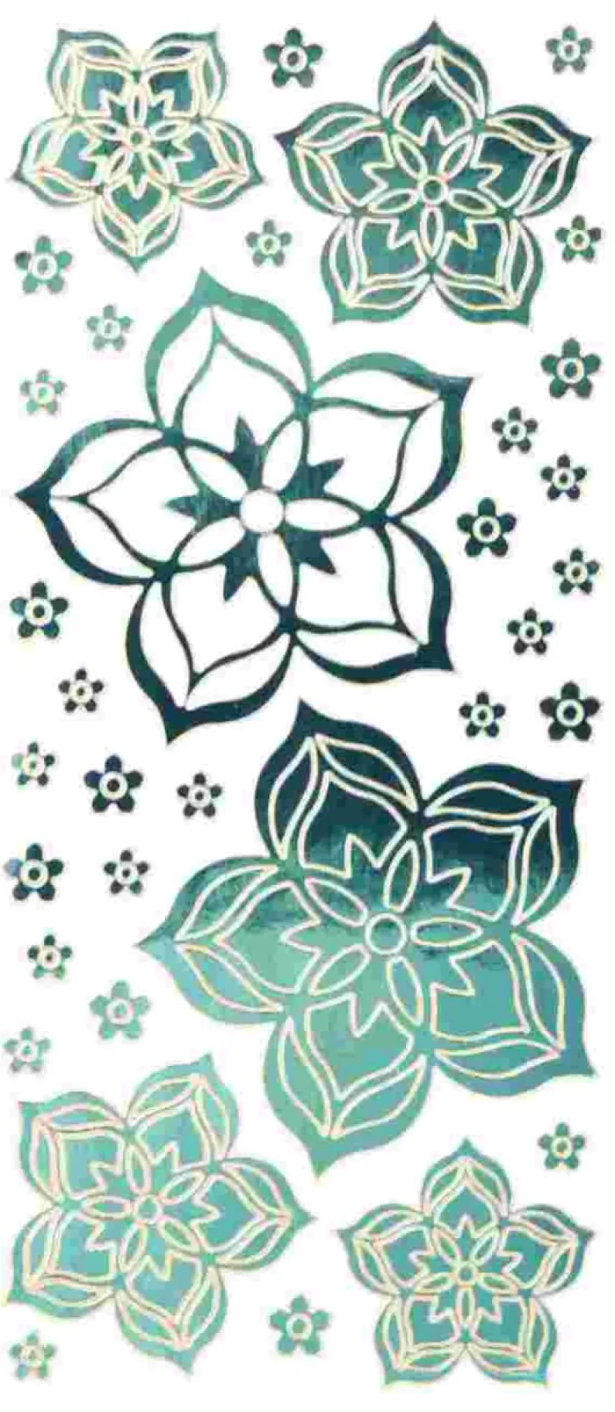 Sticker, Blüten, Spiegelfolie, petrol