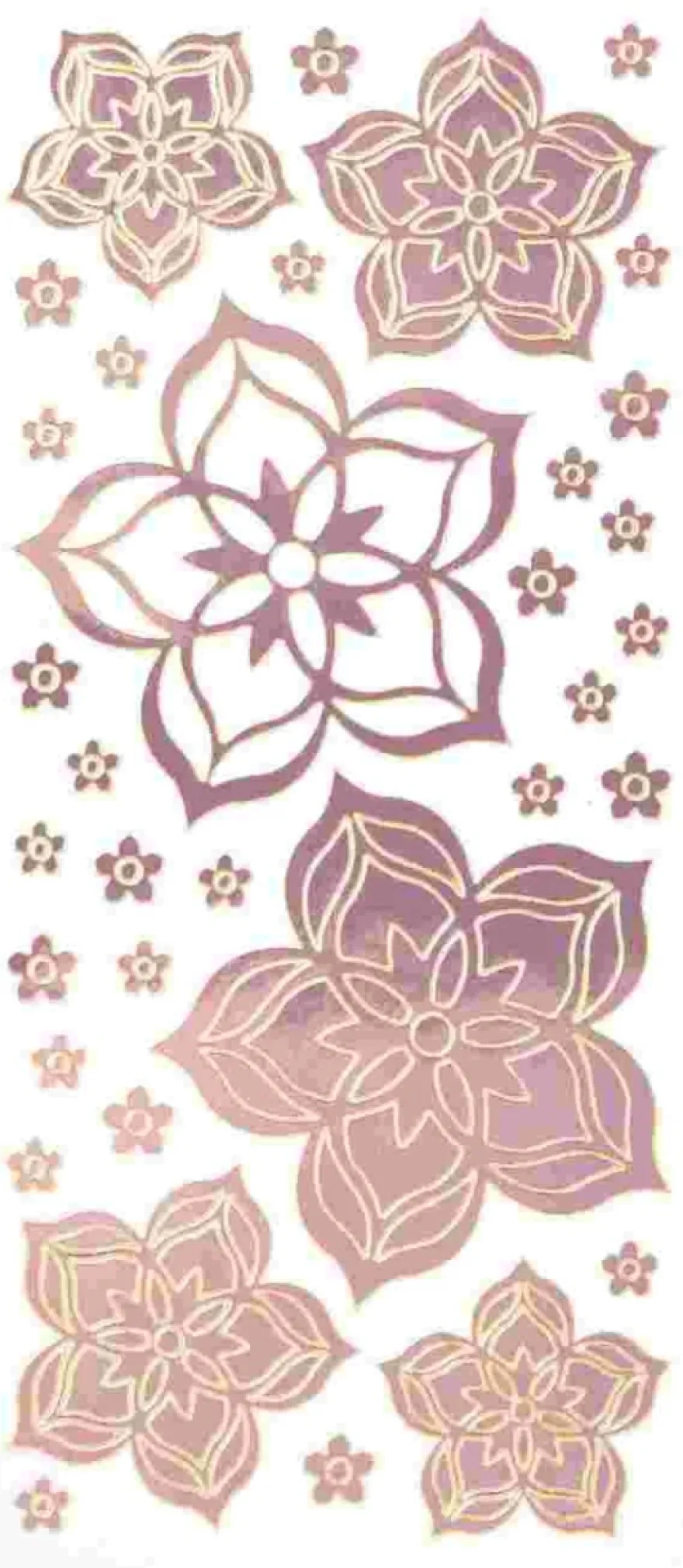 Sticker, Blüten, Spiegelfolie, rosa