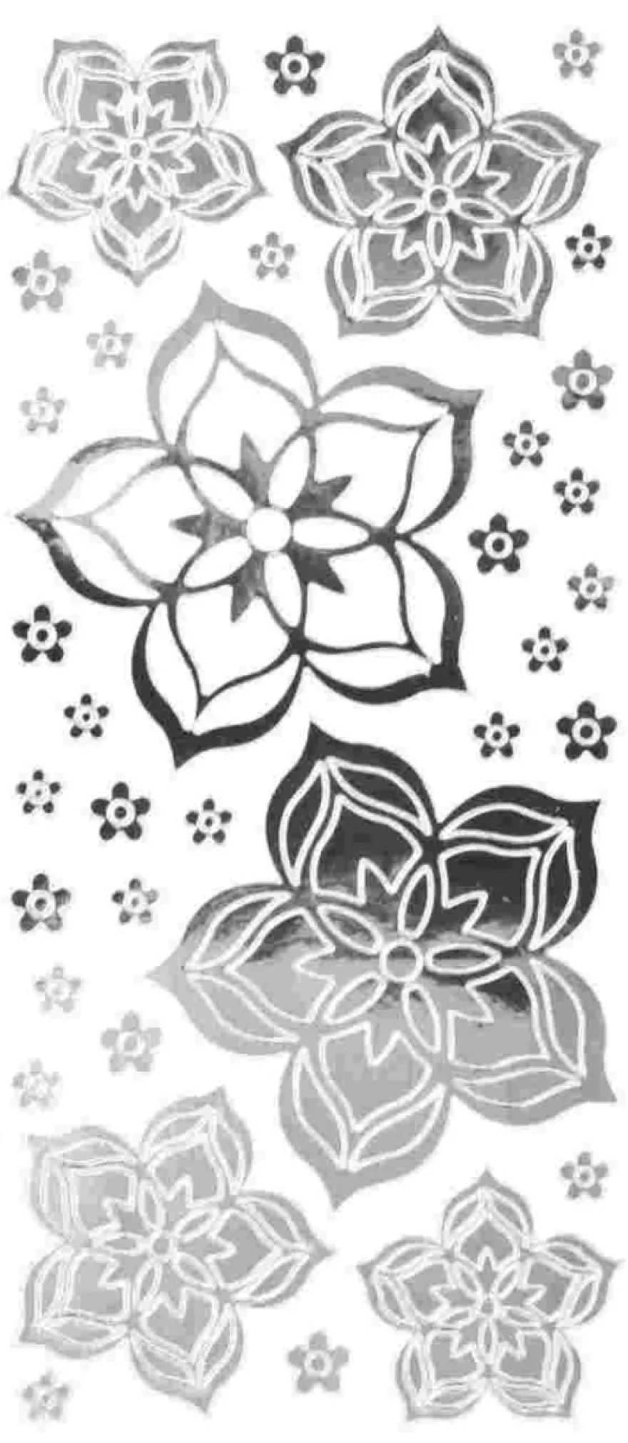 Sticker, Blüten, Spiegelfolie, silber