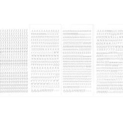 Stickerbogen, Buchstaben & Zahlen, silber, 4 Bogen