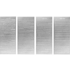 Stickerbogen, Buchstaben & Zahlen, silber, 4 Bogen