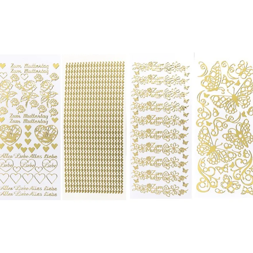 Stickerbogen, Muttertag, Spiegelfolie, gold, 4 Stück