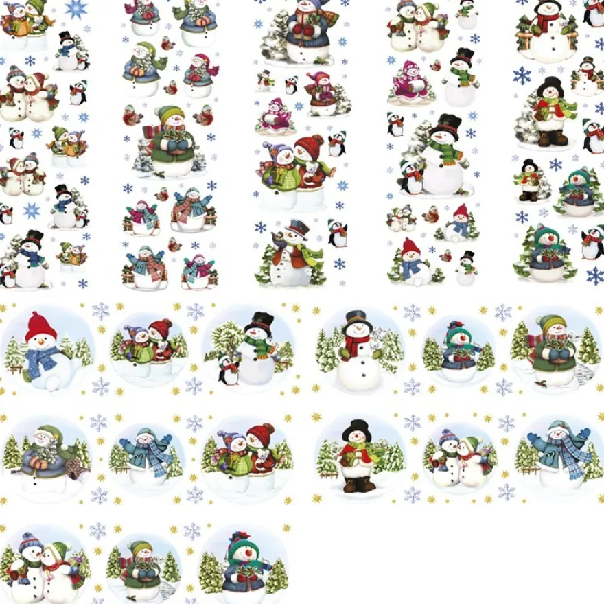 Stickerbogen, Schneemänner, 10x30cm, 10 Stück
