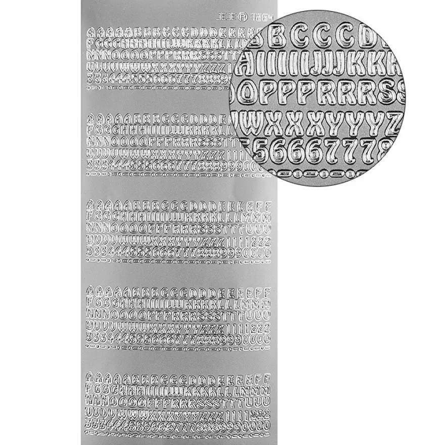 Sticker Buchstaben & Zahlen, silber