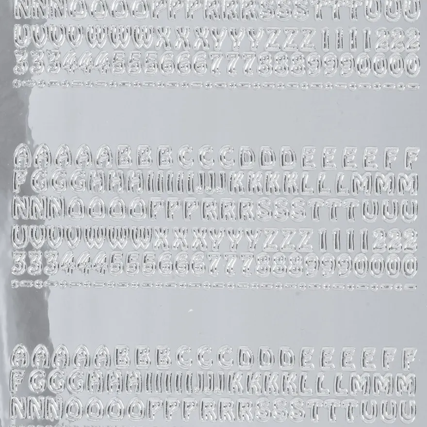 Sticker Buchstaben & Zahlen, Spiegelfolie, silber