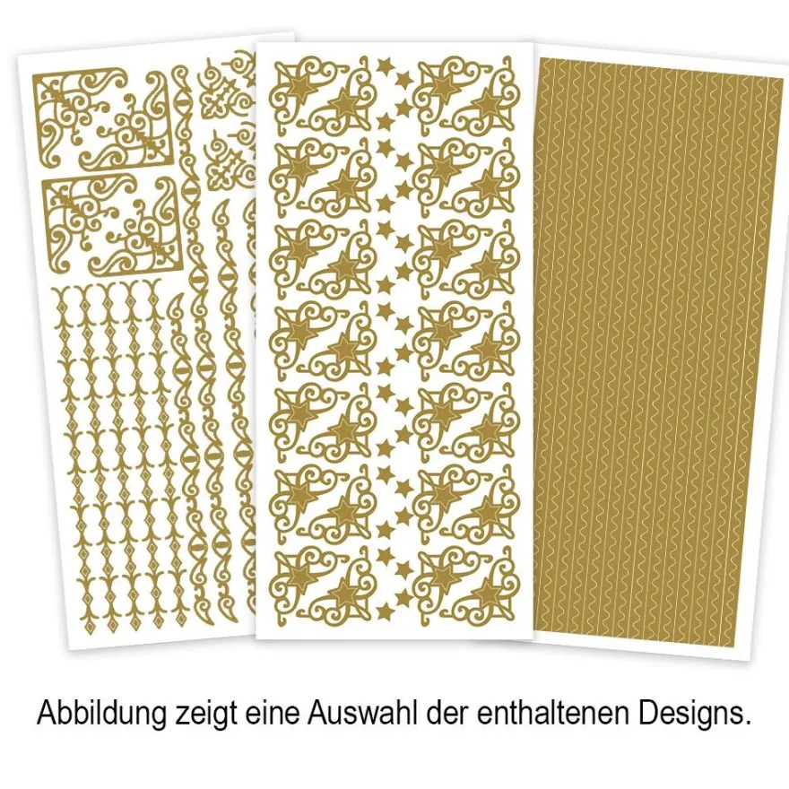 Sticker, Ecken & Bordüren, Perlmuttfolie, gold & silber, 20 Bogen