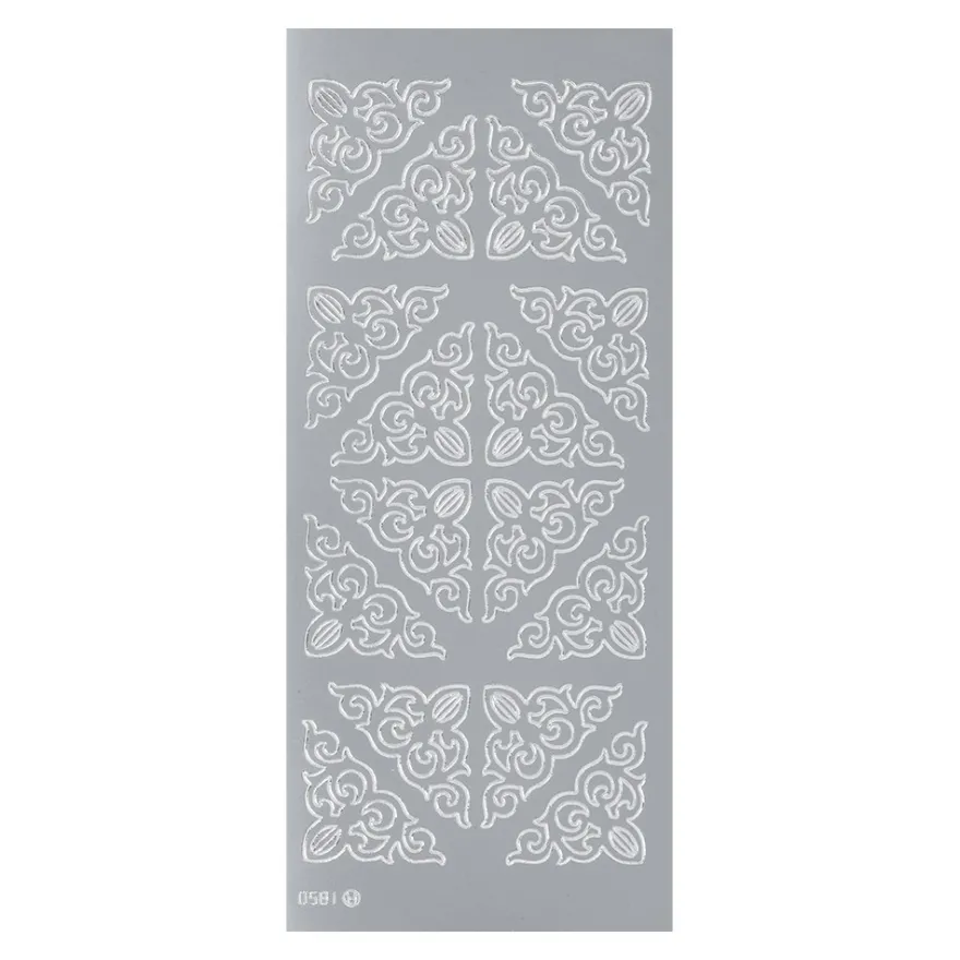 Sticker, Ecken 2, Perlmuttfolie, silber