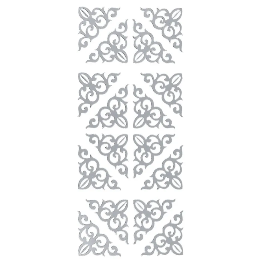 Sticker, Ecken 2, Perlmuttfolie, silber