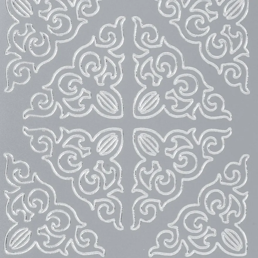 Sticker, Ecken 2, Perlmuttfolie, silber