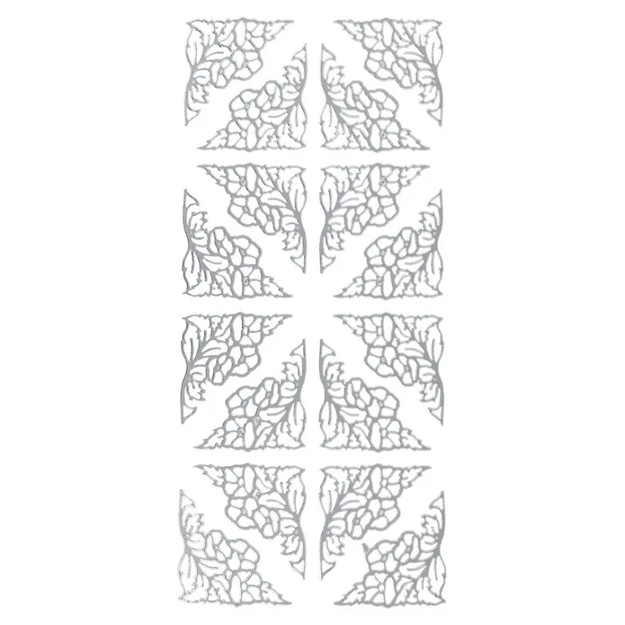 Sticker, Ecken 3, Perlmuttfolie, silber