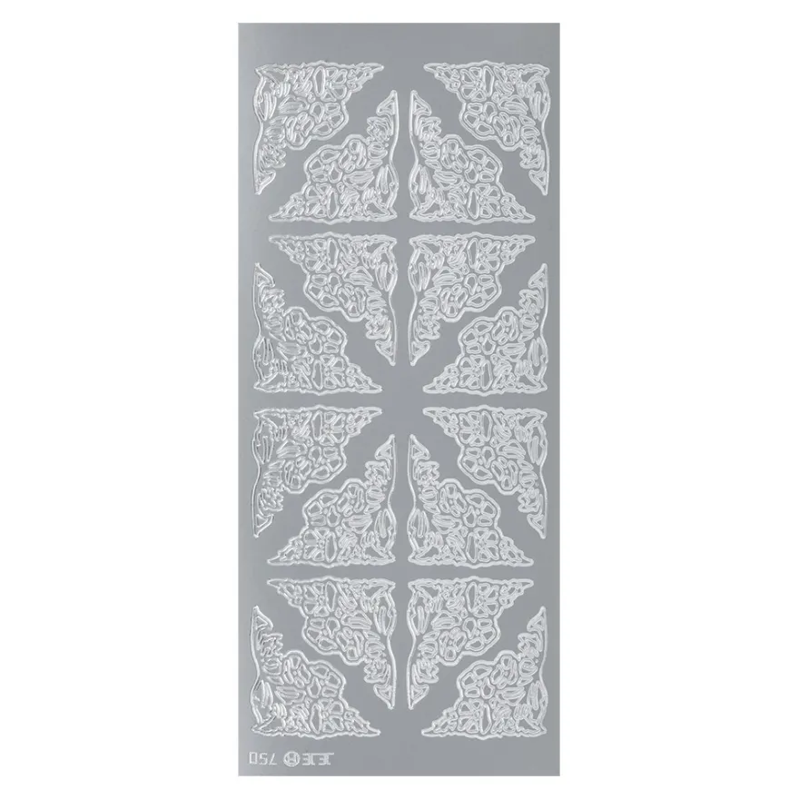 Sticker, Ecken 3, Perlmuttfolie, silber