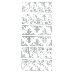 Sticker, Ecken 1, 3 verschiedene Designs, Perlmuttfolie, silber