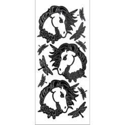 Sticker, Einhörner & Libellen, Lackfolie, schwarz